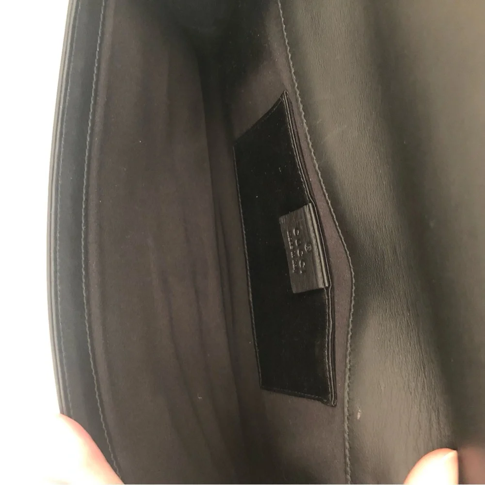 Gucci Rare Black Leather and Gold Bamboo Flap Clutch Bag - Picture 8 of 16